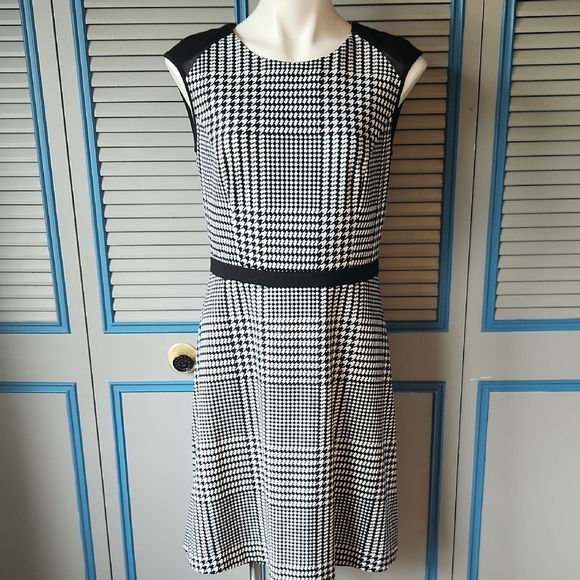 Calvin Klein Black & White Houndstooth Dress - Picture 1 of 14